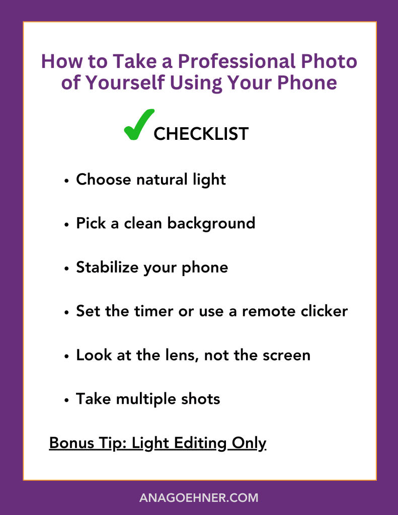 Checklist on How to Take a Professional Photo of Yourself Using Your Phone